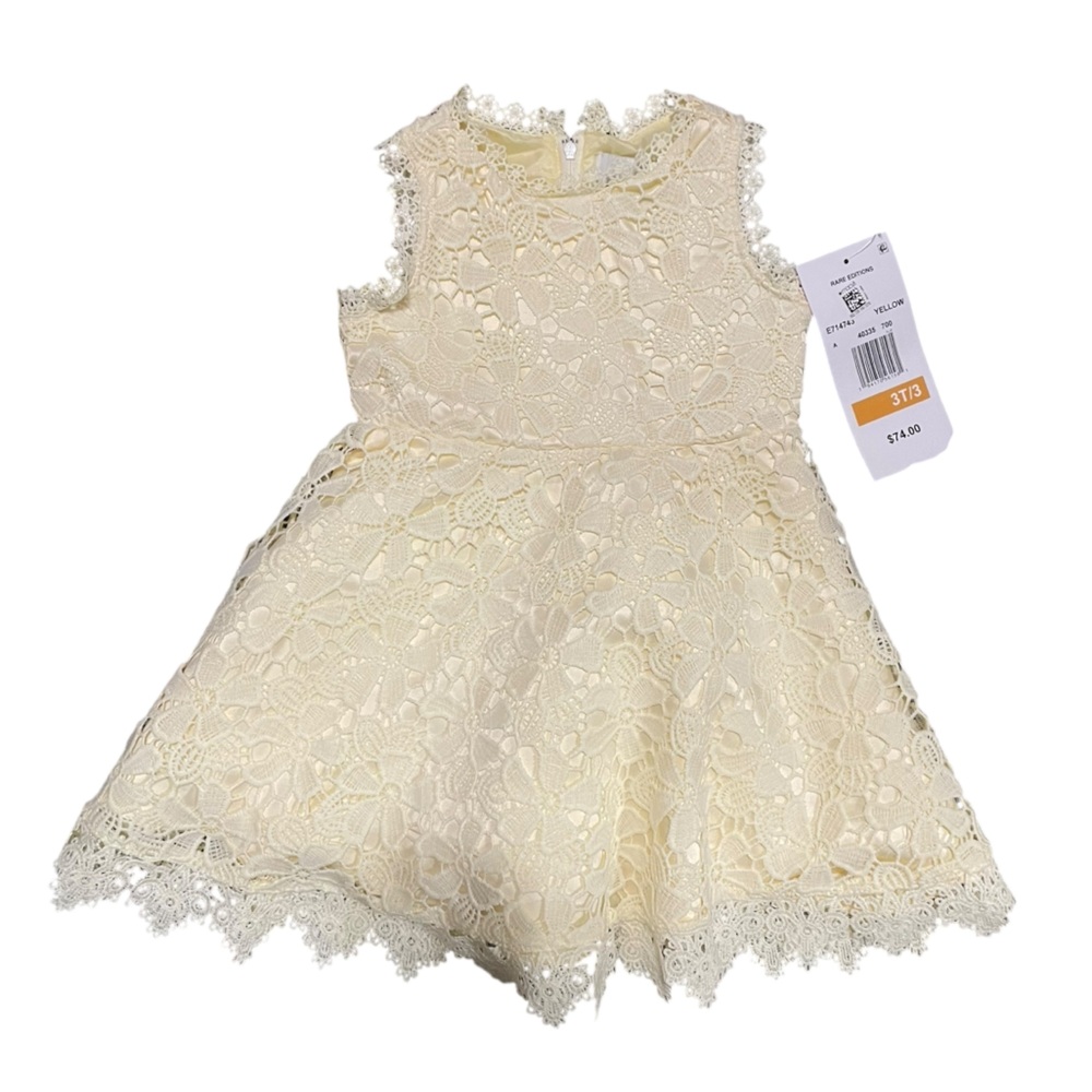 Rare Editions Toddler Crochet Lace A-Line Skater Dress Size 3T Occasion‎ Wedding